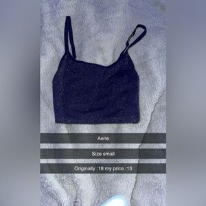 Aerie Women's Glitter Crop Top - Black